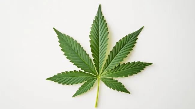 Natürliches Cannabisblatt vor weißem Hintergrund