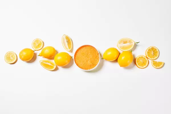 Natural cosmetics - homemade body scrub with lemons