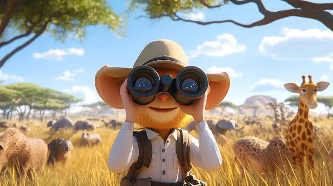 Naturbeobachter mit Fernglas auf Safari