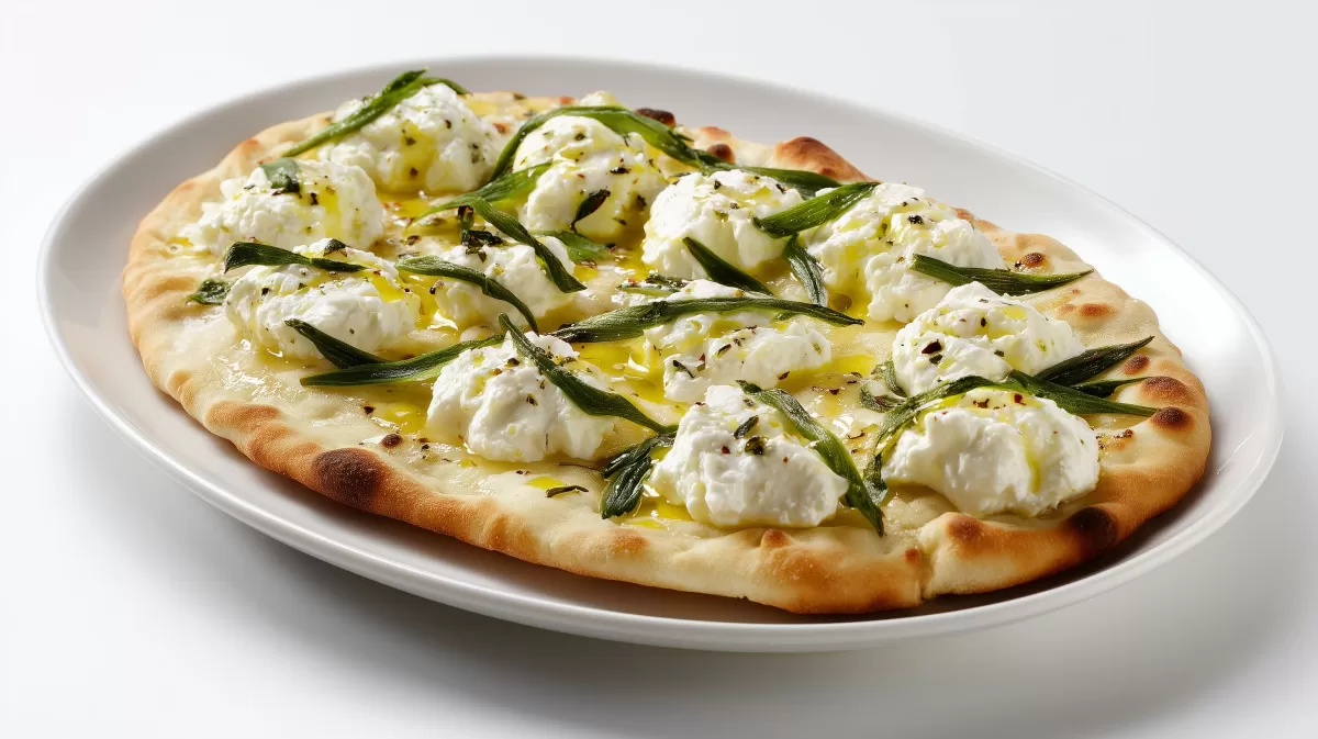 Neapolitanische Pinsa mit Ricotta und Bärlauch