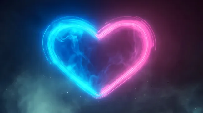 Neonherz in leuchtendem Blau und Pink