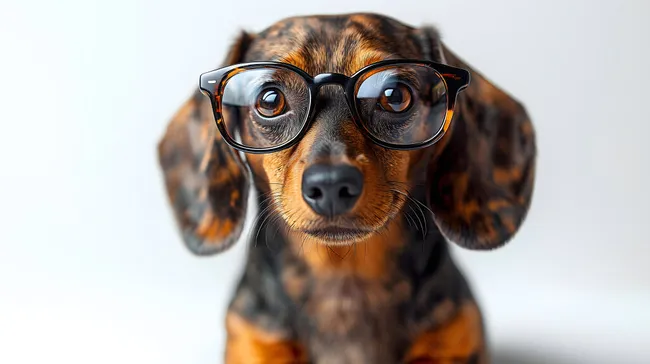 Netter Dackel mit Nerdbrillen-Porträt