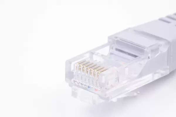 Network Cable with connection plastic plug with copy space