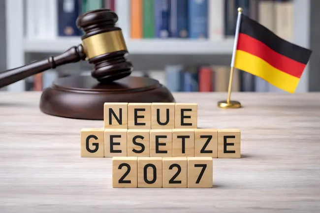 Neue Gesetze in Deutschland 2027 - Gerichtssymbolik