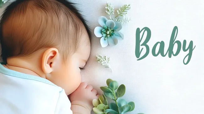 Neugeborenes Baby mit zarten Blumen und weicher Atmosphäre