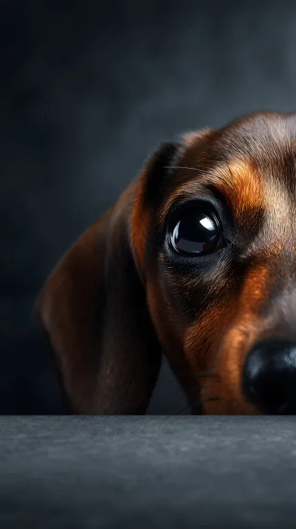 Neugieriger Dackel mit großen Augen