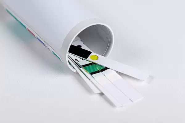 New disposable glucometer test strips on white