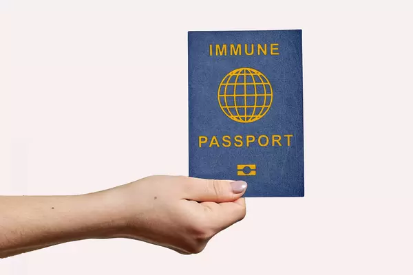New immune passport in female hands