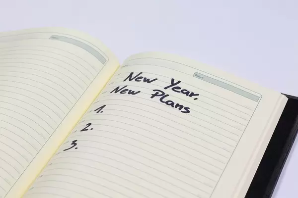 New year resolutions written in a notebook
