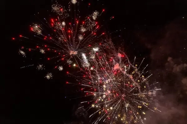 New Year's Eve rockets illuminate the New Year's sky over Bloemendaal in the Netherlands