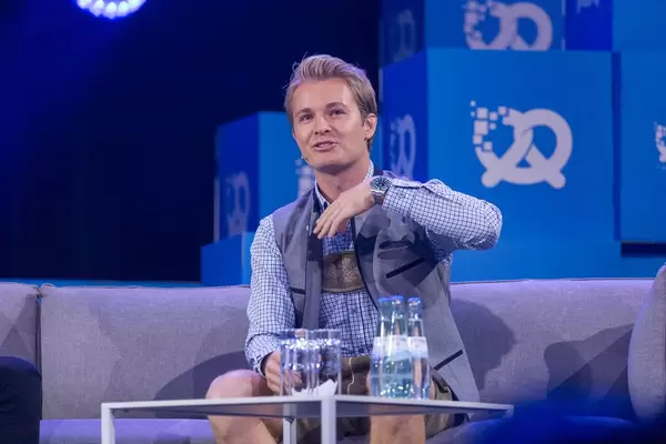 Nico Rosberg speaks at an interview at the Bits & Pretzels Festival