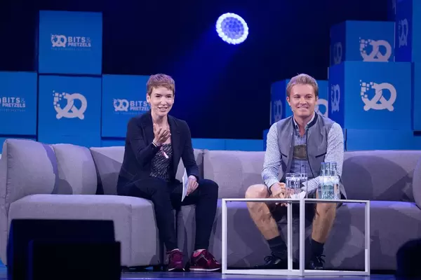 Nico Rosberg - talking to moderator at Bit & Pretzels Festival