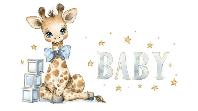 Niedliche Babygiraffeillustration mit Schleife