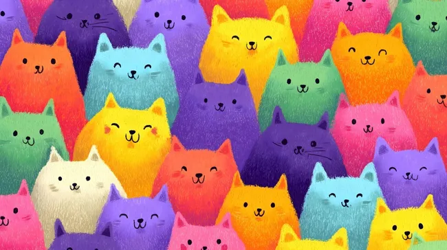 Niedliche bunte Katzenmuster für kreative Projekte