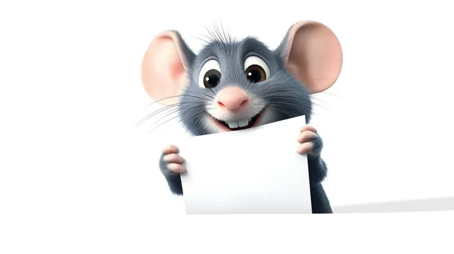 Niedliche Cartoon-Maus mit weißem Papier