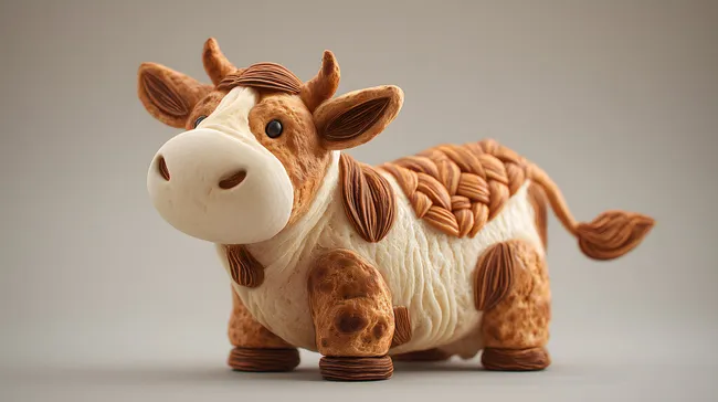 Niedliche Comic-Kuh mit Brotstruktur