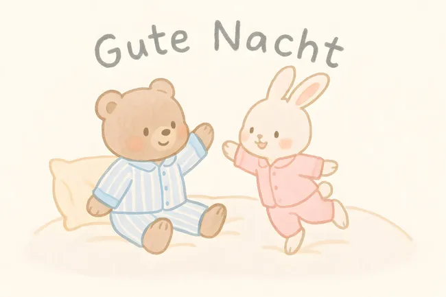Niedliche Gute-Nacht-Illustration mit Hase und Bär