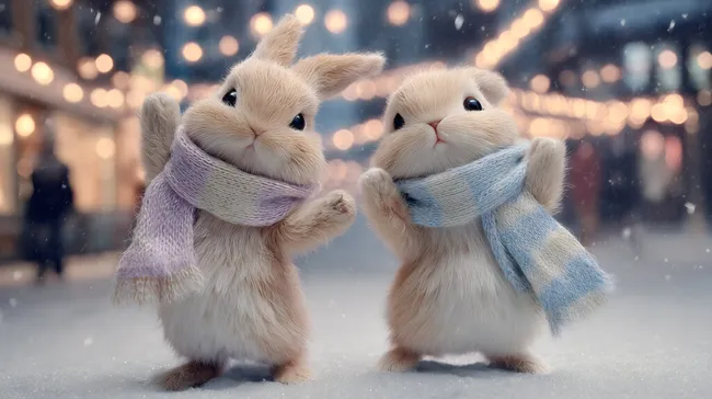 Niedliche Hasen kuscheln im Wintergarten