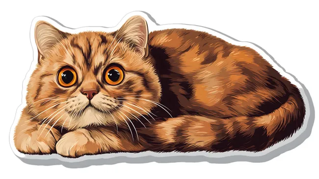 Niedliche Katze mit großen Augen als Sticker-Vorlage