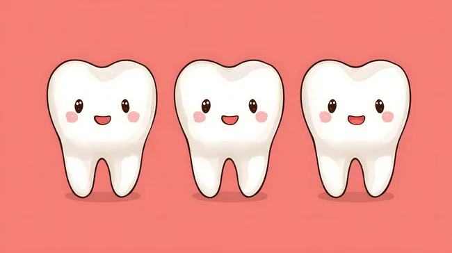 Niedliche, lächelnde Cartoon-Zähne auf pink