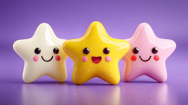 Niedliche Sternfiguren in leuchtenden Pastellfarben