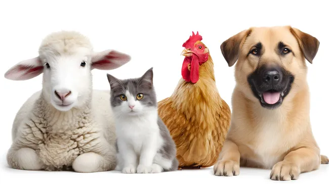 Niedliche Tiere auf weißem Hintergrund