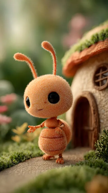 Niedliche Waldbewohner-Miniatur in detaillierter Naturkulisse