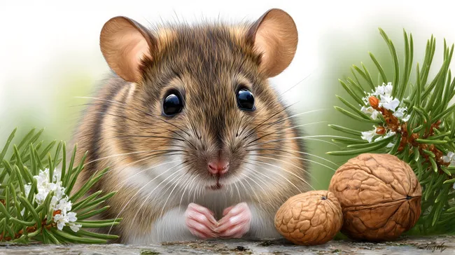 Niedliche Waldbewohnerin mit Nüssen