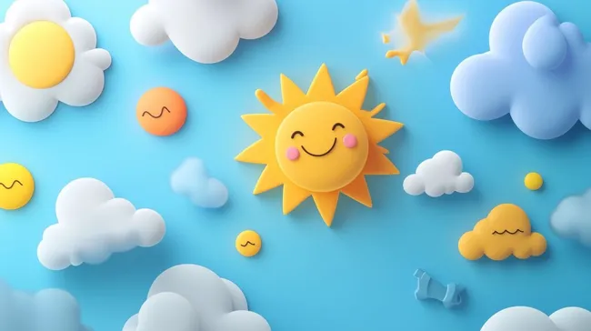 Niedliche Wolken und Sonne - kreatives Wetter-Artwork