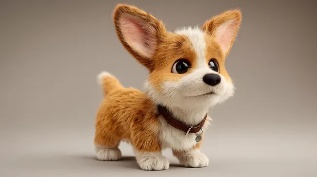 Niedlicher Cartoon-Corgi mit braunem Fell