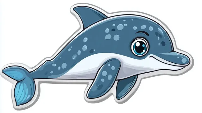 Niedlicher Cartoon-Delfin mit großen Augen