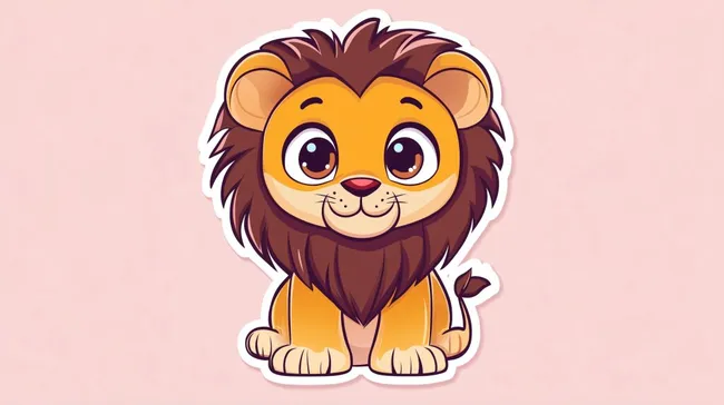 Niedlicher cartoon-löwe mit großen augen