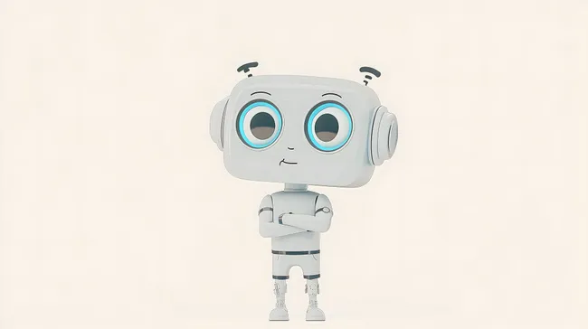 Niedlicher Cartoon-Roboter mit blauen Augen