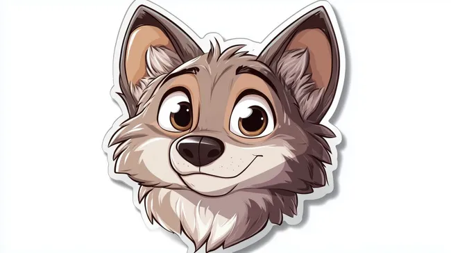 Niedlicher Cartoon-Wolfskopf mit großen Augen