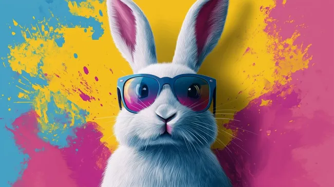 Niedlicher Kaninchen-Porträt mit Sonnenbrille