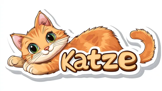 Niedlicher Katze-Cartoon-Aufkleber mit grünen Augen