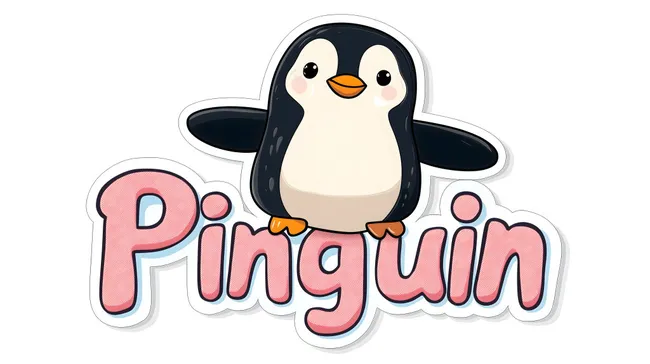 Niedlicher Pinguin-Charakter auf pastellfarbenem Sticker