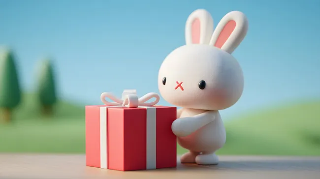 Niedlicher Plüsch-Osterhase mit Geschenkbox