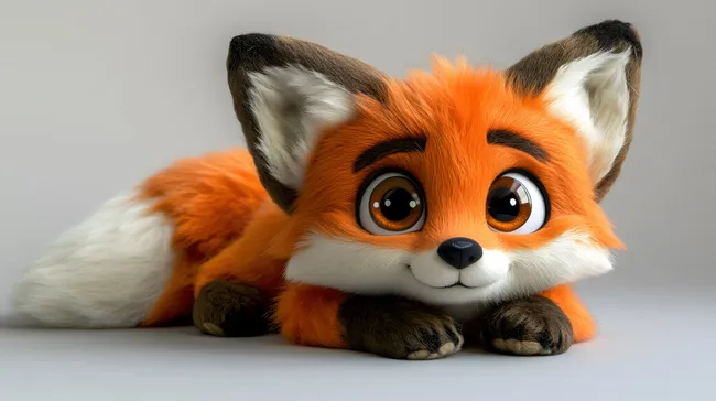 Niedlicher Plüschfuchs mit großen Augen und weichem Fell
