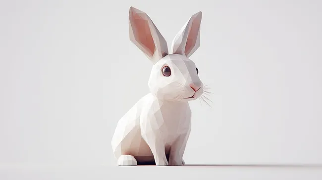 Niedlicher polygonaler Hase auf weißem Hintergrund
