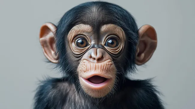 Niedlicher Schimpansenbaby-Porträt in Nahaufnahme