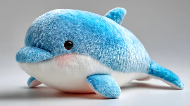 Niedlicher Teddydelfin in strahlend blauer Farbe