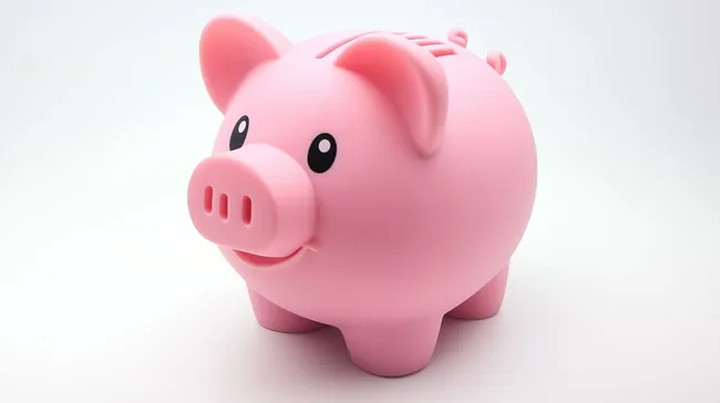 Niedliches, aufgestelltes Sparschwein in Rosa