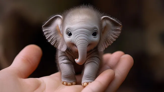 Niedliches Baby-Elefant auf Menschenhand