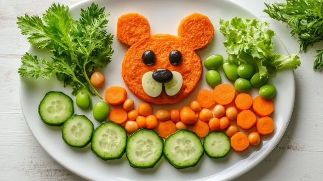 Niedliches Gemüsetier für gesunde Kindermahlzeit