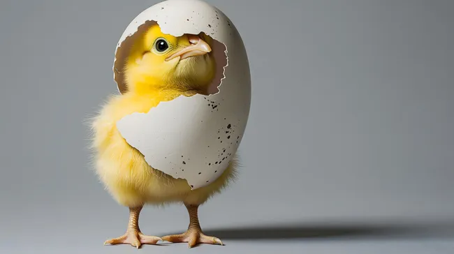 Niedliches Küken im Ei - Frühlingssymbol