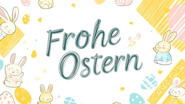 Niedliches Osterhasen-Motiv mit bunten Eiern