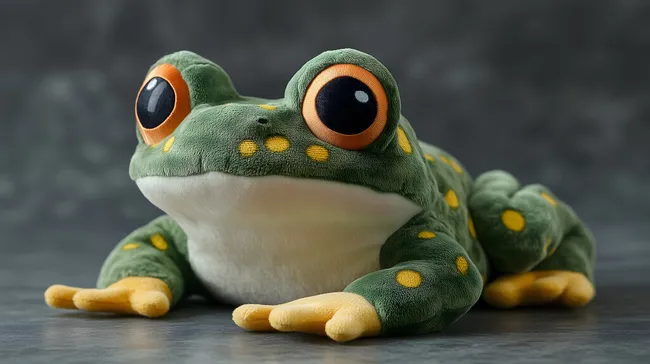 Niedliches Plüschfrosch-Maskottchen mit großen Augen