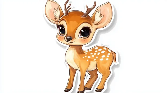 Niedliches Reh-Cartoon in Rehbraun mit weißen Tupfen