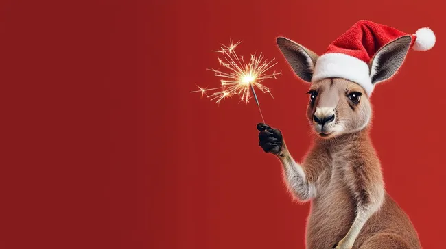 Niedliches Weihnachts-Känguru mit Wunderkerze